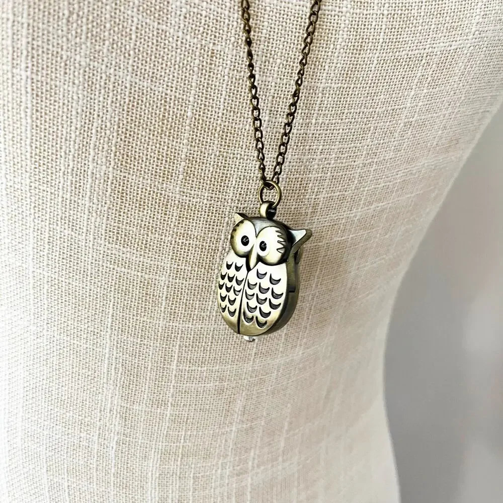 Owl Watch Pendant Necklace